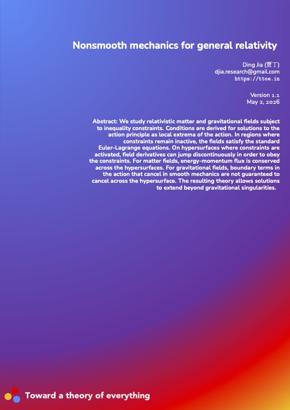 Nonsmooth mechanics for general relativity cover