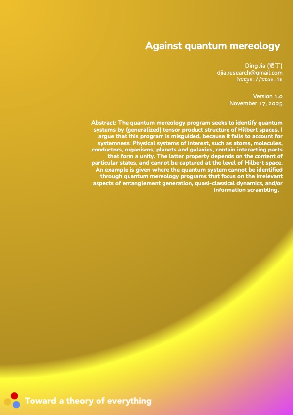 Against quantum mereology cover